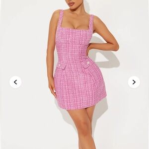 Pink Tweed Mini Dress